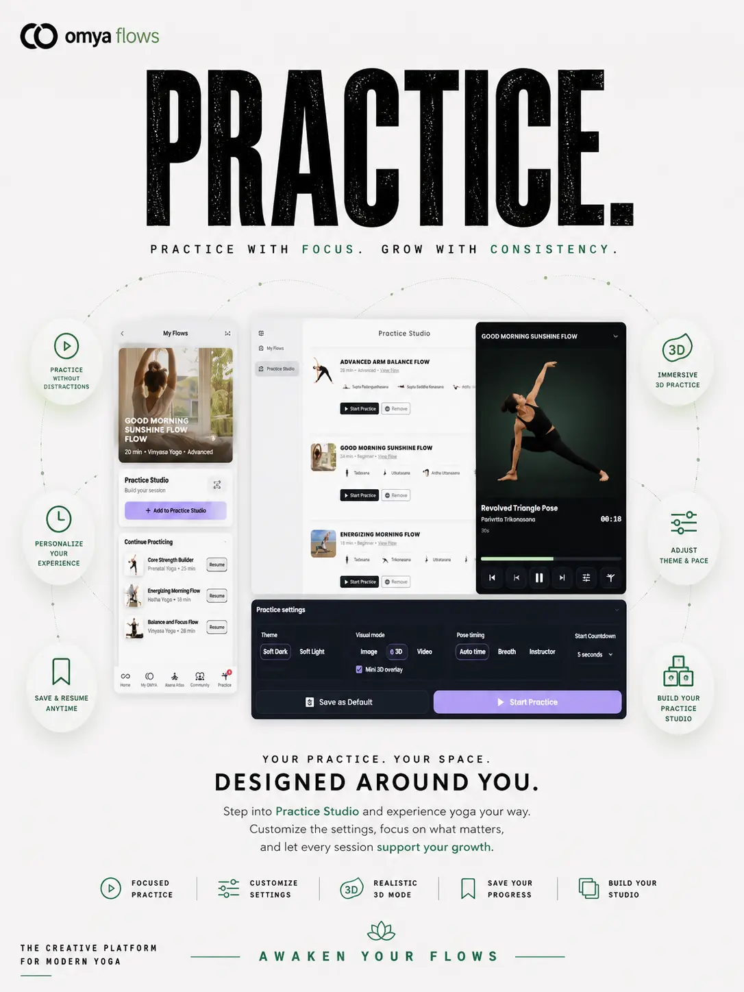 omyaflows Practice Studio interface