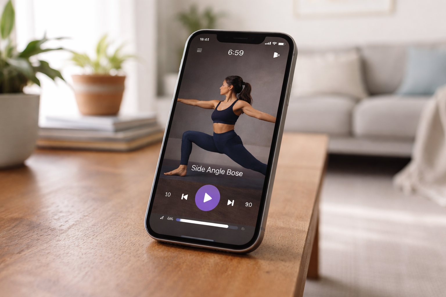 Guided yoga practice at sunset